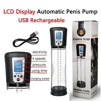 Pompe à pénis électrique rechargeable LCD en stock, masturbateur électrique pour hommes avec 4 modes de vitesse, rechargeable par USB, silicone ABS