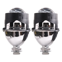 Sanvi 2.5'' Lentille de projecteur MINI Bi-Xénon HID à revêtement bleu H1, Anneau adaptateur de base de phare de voiture en nid d'abeille 12V LHD pour rétrofit