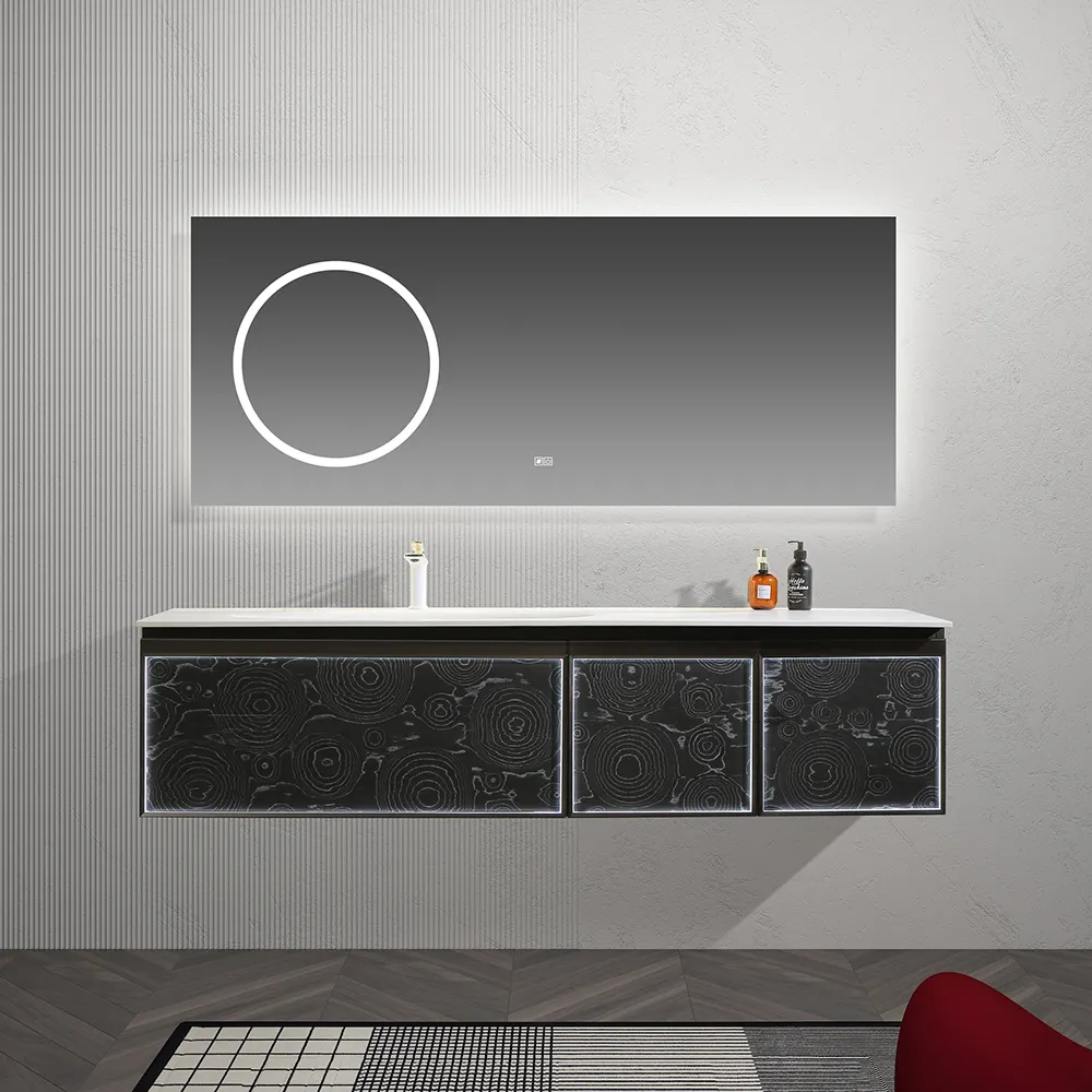 71 pollici montato a parete di alta qualità in legno massiccio bagno vanità di lusso moderno design mobile da bagno con Smart specchio e lavandino