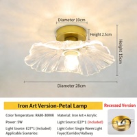 Luminaire d'aisinette, luminaire de couloir, plafonnier encastré de style mi-siècle, luminaire d'entrée de style rétro, luminaire de balcon en forme de pétale