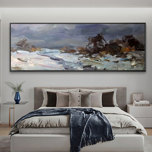 Illustration <span class=keywords><strong>d</strong></span>'hôtel personnalisée peinture à l'huile <span class=keywords><strong>paysage</strong></span> <span class=keywords><strong>d</strong></span>'<span class=keywords><strong>hiver</strong></span> dramatique sans cadre avec des coups de pinceau expressifs épais Base en toile faite à la main - Product Image 3