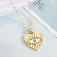 Breloque en vrac plaqué or argent, coeur Hasma Fatima mains pendentif femme cristal bleu turc mauvais œil collier bijoux