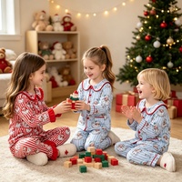 Collection de vêtements à volants imprimés Père Noël pour bébé, ensemble pyjama barboteuse personnalisé et robe pour nourrissons et enfants, ensemble de vacances pour filles