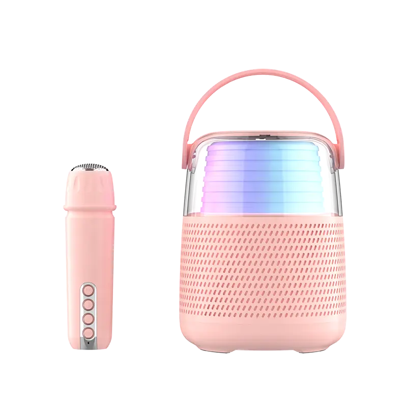 Portable Speaker With Wireless Microphone Colorful Led Light Bluetooth Mini TF Card USB For Karaoke