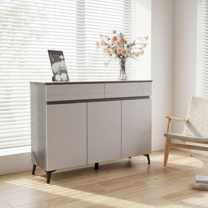 Meuble de rangement autoportant moderne en plastique gris avec design ventilateur pour salon et mobilier de maison - Product Image 3