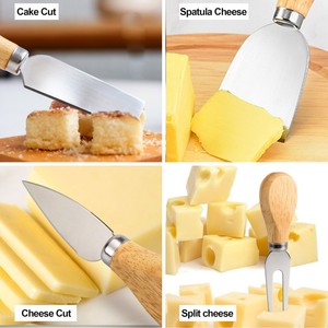 Mini Forchetta per <span class=keywords><strong>Formaggio</strong></span> in Acciaio Inox, Coltello Taglia Burro con Manico in Legno, <span class=keywords><strong>Set</strong></span> di 4 <span class=keywords><strong>Coltelli</strong></span> per <span class=keywords><strong>Formaggio</strong></span> per Tagliere <span class=keywords><strong>da</strong></span> Salumi - Product Image 5