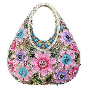 Women Classic Crystal Hobo Evening Bag Shinny Floral Rhinestones Clutch Purse with Chain <b>Wedding</b> <b>Guest</b> <b>Handbag</b> - Product Image 6
