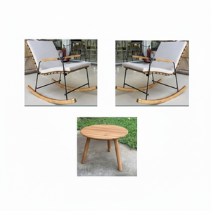 ชุดแชทไม้เนื้อแข็งที่เป็นมิตรกับสิ่งแวดล้อมทนทานสำหรับกลางแจ้งประกอบด้วยโต๊ะกลม1และเก้าอี้2ตัว - Product Image 1