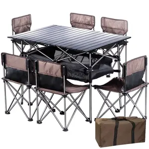 工厂定制户外柔性便携式花园桌折叠野餐野生餐饮烧烤野营桌椅套件