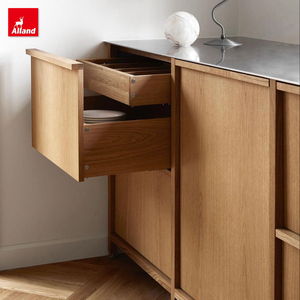 Armoire de cuisine AllandCabinet, style nordique Wabi Sabi Japandi, ferme, placage de chêne naturel, portes, garde-manger, rangement - Product Image 1