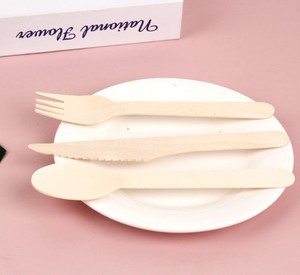 Cuillères jetables, cuillères en bois à long manche, couteaux en bois, fourchettes et cuillères, cuillères à dessert, à gâteau et à glace, biodégradables - Product Image 3