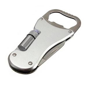 Porte-clés multifonction en acier inoxydable écologique, ouvre-bouteille, kit de survie en plein air, couteau de poche, lampe LED, promotion - Product Image 6