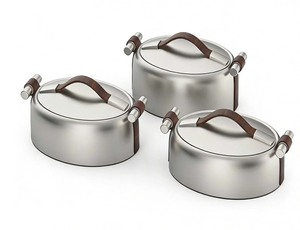 Venta al por Mayor de 3 Piezas de Ollas Térmicas de Acero Inoxidable de Lujo para Alimentos, de 2L, 2.5L y 3L, para Servir Comida en Eventos, Fiestas y Bufés - Product Image 6
