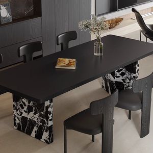 Juego de mesa y sillas de comedor estilo Bauhaus italiano, 6 piezas, diseño rectangular minimalista para uso doméstico - Product Image 3