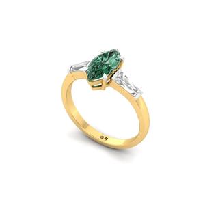 Bague de luxe plaquée or 10 carats avec diamant vert de laboratoire taille marquise élégante pour femme, idéale pour fiançailles et mariage - Product Image 1