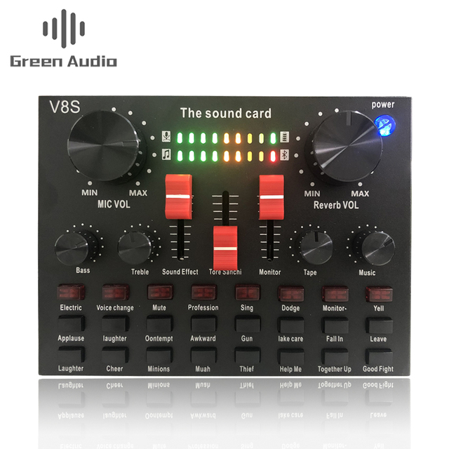 GAX-V8S Wholesale V8 USB Sound Card with Audio Mixer Interface Sound Board Voice Changer for PC Gaming Recording