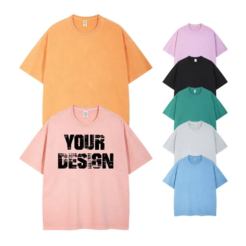 At A Loss Acid Wash Sommer Rundhals ausschnitt 260g/m² Blank Plain Plus Size Casual T-Shirts für Männer Baumwolle benutzer definierte Logo T-Shirt