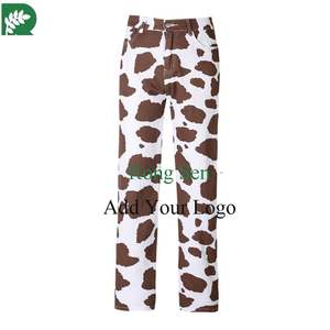 Pantalones vaqueros largos Vintage para <span class=keywords><strong>mujer</strong></span>, ropa de calle holgada de <span class=keywords><strong>vaquero</strong></span> para <span class=keywords><strong>mujer</strong></span>, pantalones de pierna ancha holgados de cintura alta con bolsillo y estampado de vaca - Product Image 1