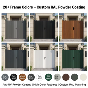<span class=keywords><strong>Portail</strong></span> de cour à double <span class=keywords><strong>battant</strong></span> de 4 m en aluminium noir, couleur personnalisée pour entrée de garage, résistant au vent, construction élégante et moderne - Product Image 2