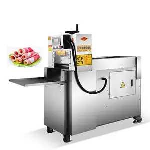 Full Automatic Cnc Commercial Stainless Steel Lamb Meat Roll Bacon Slicer Cut Frozen Meat Slicing Machine for sale