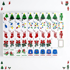 Jeu de Mahjong Américain MERRY-ISH, Tuiles de Mahjong de Noël, Jeu de société de luxe portable pour 4 joueurs, Soirée de jeu en famille - Product Image 1