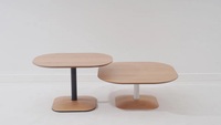 Meubles de bureau pour hôtel, table d'appoint moderne en placage de bois avec colonne en acier pour salon de bureau
