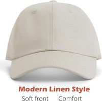 Falidem Gorra de béisbol de lino y algodón de PVC, sombrero transpirable de verano para hombres y mujeres |   Ajustable, sin estructura, suave, ligero, de 6 paneles