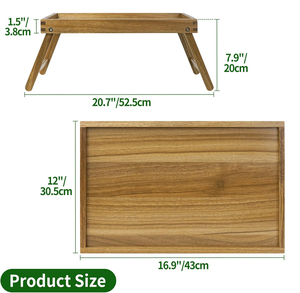 Bandeja de Desayuno de Madera de Acacia con Patas Plegables, Bandeja para Servir con Asa Integrada para Sofá, Cama, TV, Comida, Aperitivos, Portátil, Trabajo - Product Image 2
