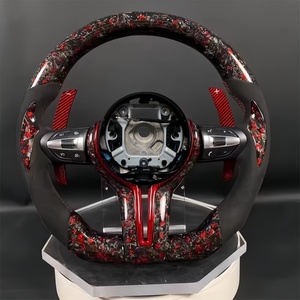 Volant en fibre de carbone forgée rouge en promotion pour BMW M2 M3 M4 M5 F10 <span class=keywords><strong>F50</strong></span> F30 F32 F80 F82 F90 E90 E92 E60 E63 G20 G30 - Product Image 1