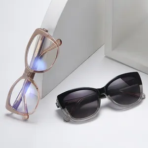 MS 91566 nuevo 2024 mujeres TR gafas moda Clip en gafas de sol polarizadas ajuste sobre montura de gafas ópticas magnéticas diseño colorido