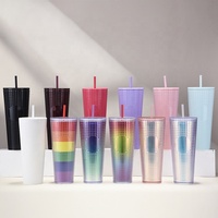 Gobelet créatif en paille de maïs de 710 ml pour gobelets réutilisables écologiques en plastique avec couvercles et pailles