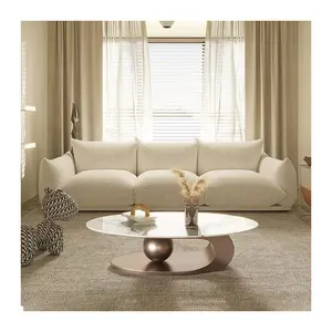 Modern Design Huismeubilair Broodvorm Witte Teddy Boucle 3 Zits Bankstel Sectionele Bank Fluwelen Stof Woonkamer Bank