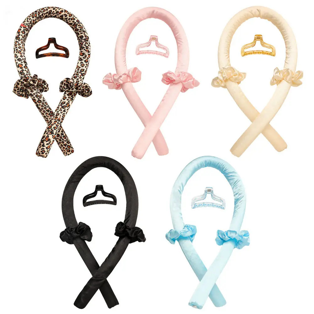 Hot ribbon hair roller Headband claws for women lazy safe heatless sponge hair curlers