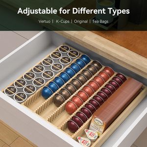 Organizador Expandible <span class=keywords><strong>de</strong></span> Bambú <span class=keywords><strong>para</strong></span> <span class=keywords><strong>Cajón</strong></span>, Compatible con <span class=keywords><strong>Cápsulas</strong></span> <span class=keywords><strong>Nespresso</strong></span> Vertuo y Bolsitas <span class=keywords><strong>de</strong></span> Té - Product Image 4