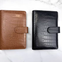 Carnet/Agenda Organiseur Rigide en Cuir PU Effet Crocodile avec Reliure Spirale, Couverture à Lignes/Grille, 80 Feuilles, Écriture Facile, Format Personnel 6