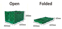 Caisse en plastique pliable ventilée et empilable HUADING 600*400*340 mm en PP pour le transport de marchandises sur camion, multifonctionnelle