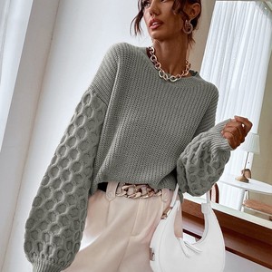Épaule tombante Filet à vis Poids lourd Pullovers Pull Automne Hiver Mode Pull à manches longues pour femmes - Product Image 6