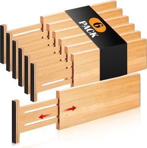 <b>6</b> Pack Wooden Separators Dresser <b>Drawer</b> Organizers Bamboo <b>Drawer</b> Dividers with Soft Foam Ends for Clothing Baby Clothes - Product Image 5
