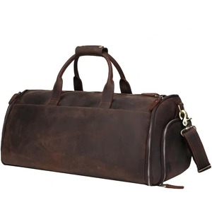 Sac de voyage convertible BSCI pour vêtements, avec compartiment à chaussures, sac de rangement vintage en cuir pleine fleur et PU - Product Image 1
