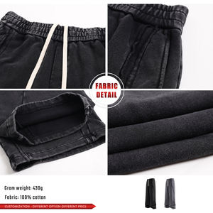 Vintage Heavyweight Cotton Washed <b>Drawstring</b> <b>Trousers</b> High Street Patchwork Raw Hem Men's Distressed Wide Leg Pants - Product Image 6