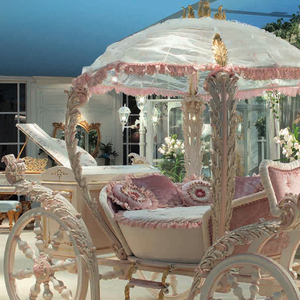 Europees Kasteelbed Ontwerp Assepoester Pompoen Auto Vorm Ontwerpen Bank <span class=keywords><strong>Bed</strong></span> Luxe Ivoor En Gouden Prinses Rijtuig Kinderen <span class=keywords><strong>Bed</strong></span> - Product Image 2