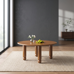 Modern Round <b>Wood</b> <b>Coffee</b> <b>Table</b> With Thick Legs Minimalist Design Living Room Furniture Durable Home Decor - Product Image 2