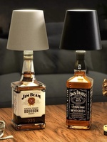 Lampe de table créative en ABS en forme de bouteille de vin - Décoration intérieure/extérieure pour bars et restaurants, rechargeable avec LED RGB intégrées et variateur d'intensité