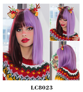 Ainizi Prêt à expédier Nouveauté juillet <span class=keywords><strong>2022</strong></span> Magnifiques perruques synthétiques mi-violettes mi-violet clair <span class=keywords><strong>avec</strong></span> <span class=keywords><strong>frange</strong></span> pour Noël - Product Image 4