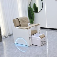 Fauteuil de pédicure et de manucure avec éclairage LED, bain de pieds, table latérale, prise électrique et fonction inclinable pour salon de beauté des ongles