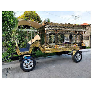 Carruaje funerario tallado en blanco inglés de alta calidad, carro funerario de caballos dorado único, transporte especial - Product Image 3