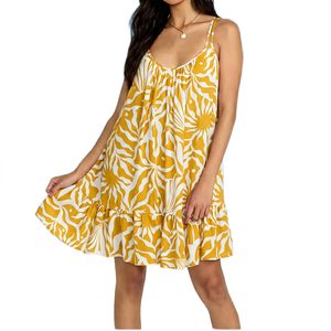 Vestido Mini de Playa para Mujer, Diseño de Fabricante, Estilo Hawaiano, Cuello en V, Espalda Baja, con Volantes, Personalizado, de Algodón - Product Image 5