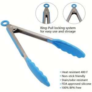 Logotipo personalizado, venta al por mayor, multifuncional, pinzas para alimentos, diseño elegante, cocina, barbacoa, parrilla, pinzas de silicona para alimentos - Product Image 3