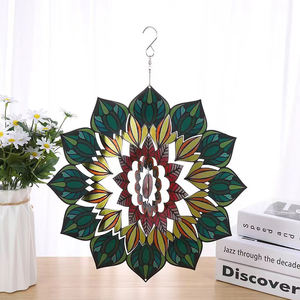 Décoration de jardin extérieure en gros : Éolienne 3D colorée en forme de fleur, en acier inoxydable, 30 cm, finition antique, logo personnalisé - Product Image 4
