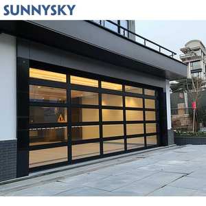 Sunnysky Portes <span class=keywords><strong>de</strong></span> <span class=keywords><strong>garage</strong></span> sectionnelles motorisées en aluminium encadrées en verre pour entrée double voiture pour garages extérieurs et villas - Product Image 1